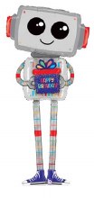 Outer Space, Happy Birthday Robot Shape • Mega Jumbo 60in. Mylar Helium Balloon