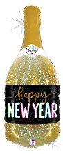 Happy New Year, Champagne Bottle Holographic • Jumbo 36in. Mylar Helium Balloon