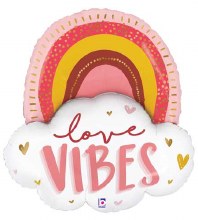 Boho Rainbow, Love Vibes Shape • Jumbo 35in. Mylar Helium Balloon