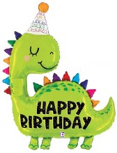 Dinosaur, Cute • Happy Birthday • Jumbo 38in. Mylar Helium Balloon