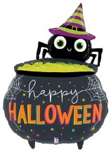 Spide & Cauldron, Happy Halloween Shape • Jumbo 41" Mylar Helium Balloon