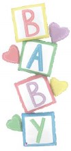 Gender Neutral, Baby Blocks • Mega Jumbo 63" Mylar Helium Balloon