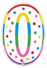 Jr. Jumbo 24in. Helium Number Mylar Balloon • Birthday Candle 0