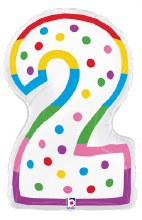 Jr. Jumbo 24in. Helium Number Mylar Balloon • Birthday Candle 2