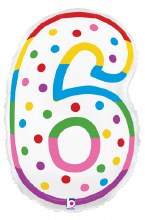 Jr. Jumbo 24in. Helium Number Mylar Balloon • Birthday Candle 6