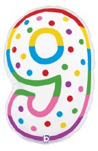 Jr. Jumbo 24in. Helium Number Mylar Balloon • Birthday Candle 9