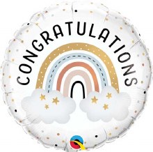 Congratulations, Boho Rainbow • Standard Size 18in. Mylar Helium Balloon