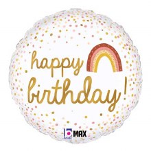 Boho Rainbow • Happy Birthday • 18in. Standard Size Mylar Helium Balloon