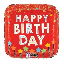 Classic • Star Candles • Happy Birthday • 18in. Standard Size Mylar Helium Balloon