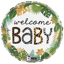 Jungle, Safari • Welcome Baby • Standard Size 18" Mylar Helium Balloon
