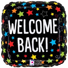 Welcome Back, Holographic Stars • Standard 18in. Mylar Helium Balloon