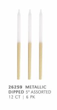 Candle 2 Tone Gold/Wht 5" 12pk