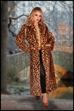 Faux Fur Leopard Long Coat L