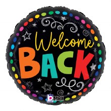 Welcome Back, Colorful Chalkboard • Standard 18in. Mylar Helium Balloon