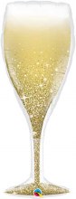 Champagne Flute, Gold Sparkle • Jumbo 39in. Mylar Helium Balloon