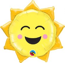 Sun, Smiley Shape • Jumbo 35in. Mylar Helium Balloon