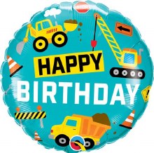 Construction • Happy Birthday • 18in. Standard Size Mylar Helium Balloon