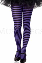 Tights Striped Ppl/Blk Child L