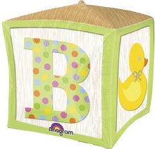 Gender Neutral, Baby Block • Jr. Jumbo Size 15" Mylar Helium Balloon