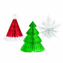 Honeycomb Tissue Holiday Hanging Decorations ~ 3 Pack