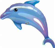 Ocean • Dolphin, Cute Blue Shape • Jumbo 42in. Mylar Balloon