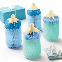 Honeycomb Centerpiece Blue Baby Bottles