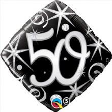 Milestone Year • Elegant Swirls 50 • Standard Size 18" Mylar Helium Balloon