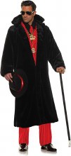 Pimp Coat Black w/ Fur Trim - Standard Size