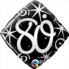 Milestone Year • Elegant Swirls 80 • Standard Size 18" Mylar Helium Balloon