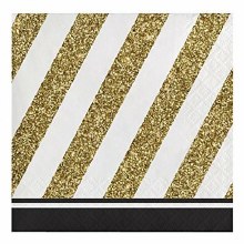 Black & Gold Bev Napkins 16ct