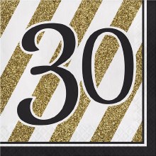 Black & Gold 30 Lunch Napkins 16ct