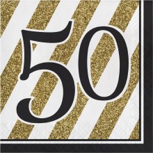 Black & Gold 50 Lunch Napkins 16ct