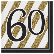 Black & Gold 60 Lunch Napkins 16ct