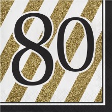 Black & Gold 80 Lunch Napkins 16ct