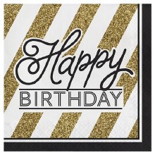Black & Gold HB Lunch Napkins 16ct
