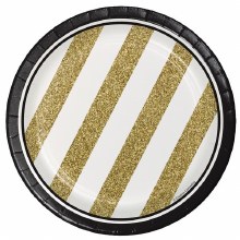 Black & Gold 7in Plates 8ct
