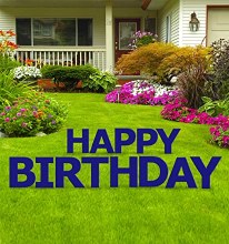 Navy Happy Birthday Yard Sign