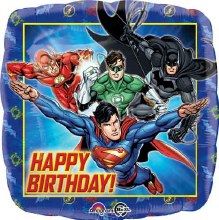 Comics • Justice Leage, Happy Birthday • Standard Size 18in. Mylar Helium Balloon