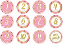 Monthly Birthday Stickers Pink