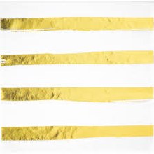 White/Gold Stripe Lunch Napkins 16ct