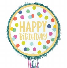 Pinata HBD White w/ Dots Pull
