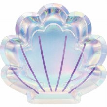 Mermaid Shine Iridescent Sea Shell 9in. Plates • 8 Count