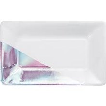 White w/ Iridescent Foil Rectangle Appetizer Paper Plates ~ 8 Count