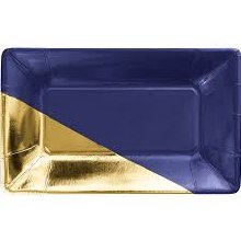 Navy/Gold 6" x 9" Plates 8ct