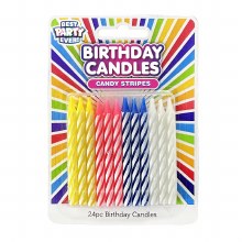 Pastel Candy Stripe Birthday Candles • 24 Count