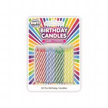 Colorful Candy Stripe Birthday Candles • 24 Count