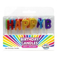 Colorful Glitter "Happy Birthday" Candles