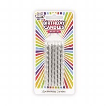 Metallic Silver Birthday Candles • 12 Count