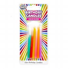 Color Blended Ombre Taper Birthday Candles • 12 Count