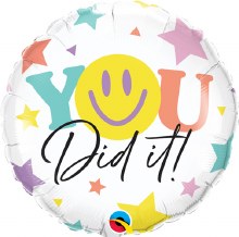 You Did It, Smiley • Standard Size 18in. Mylar Helium Balloon